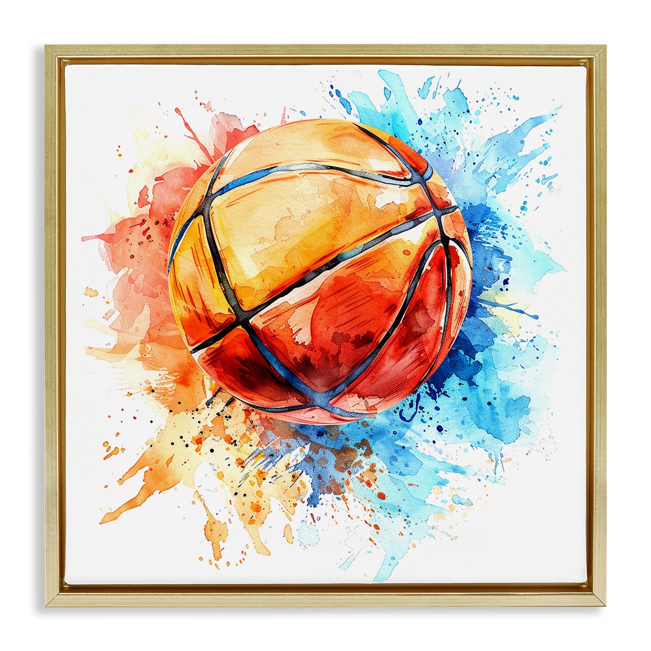 Stupell Industries Basketball Chromatic Splash Floater Framed Canvas Wall Art Design by LSR Design Studio